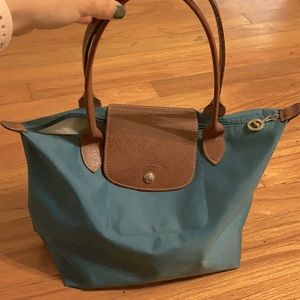Longchamp peacock blue tote